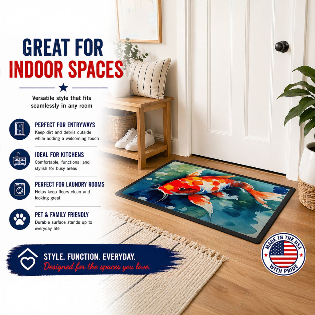 Koi Fish Doormat Indoor Outdoor 18H X 27W Front Door Mat Rugs for Entryway, Non Slip Washable