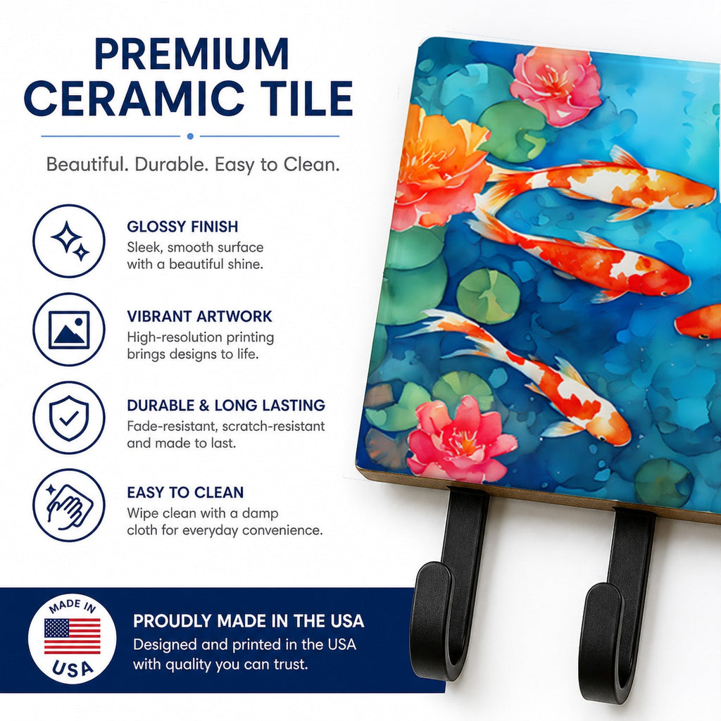 Koi Fish Leash or Key Holder Wall Hooks, Coat Rack Wall Mount, for Hanging Keys, Towels, Aprons, Leashes