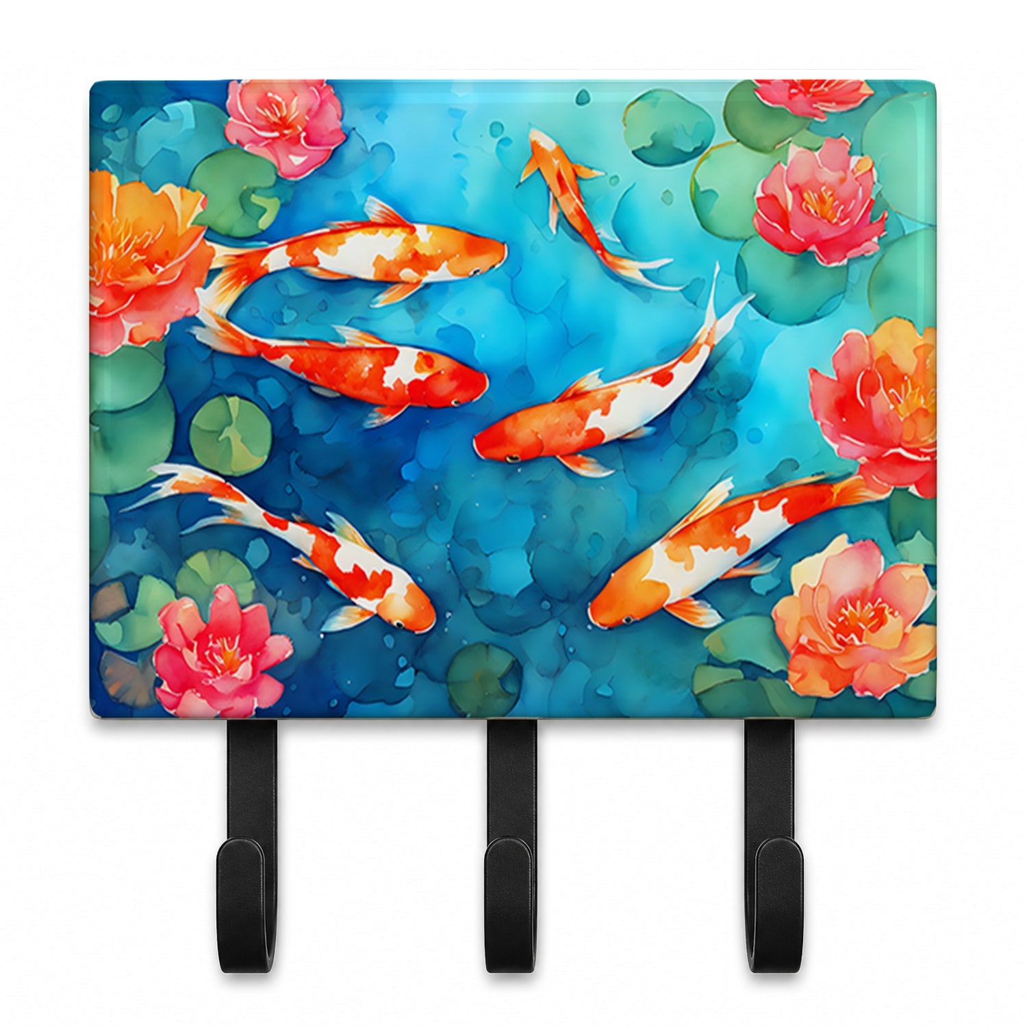 Koi Fish Leash or Key Holder Wall Hooks, Coat Rack Wall Mount, for Hanging Keys, Towels, Aprons, Leashes