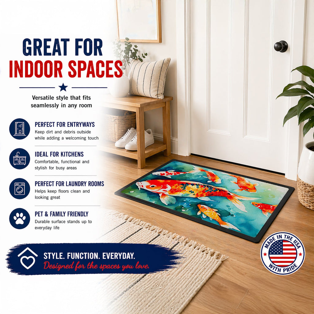 Koi Fish Doormat Indoor Outdoor 24H X 36W Front Door Mat Rugs for Entryway, Non Slip Washable Low Pile,