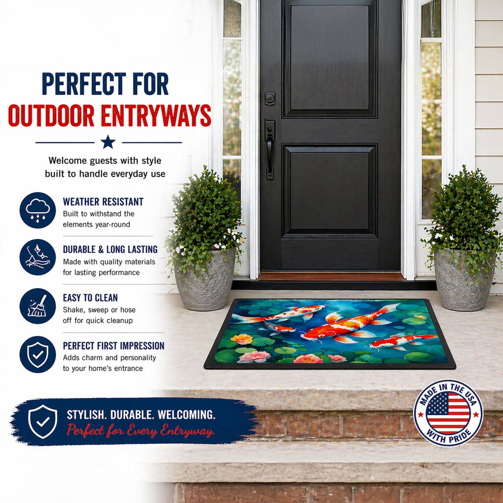 Koi Fish Doormat Indoor Outdoor 24H X 36W Front Door Mat Rugs for Entryway, Non Slip Washable Low Pile,