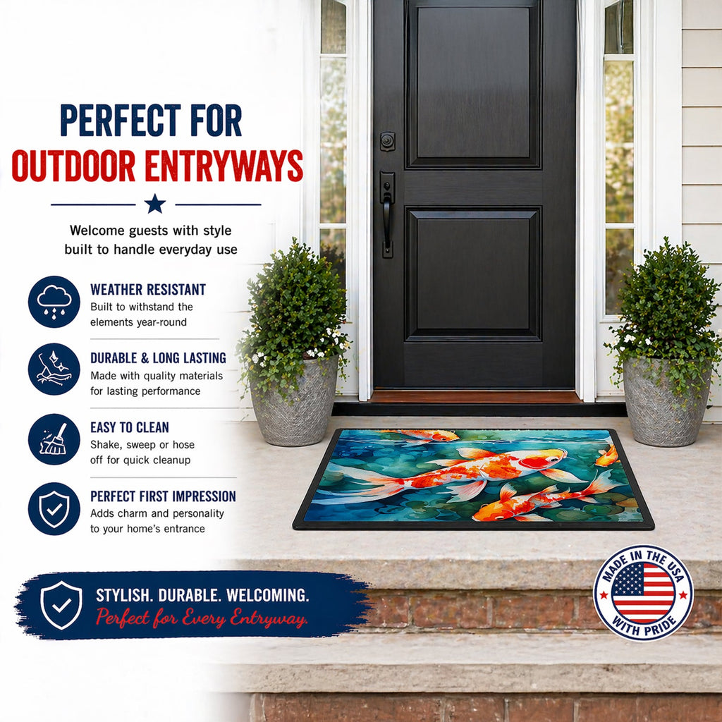 Koi Fish Doormat Indoor Outdoor 18H X 27W Front Door Mat Rugs for Entryway, Non Slip Washable