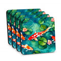 Koi Fish Foam Coasters Set of 4 Cup Coasters for Indoor Outdoor, Tabletop Protection, Anti Slip, Mouse pad Material