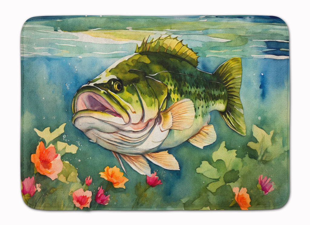 Largemouth Bass Memory Foam Kitchen Mat Machine Washable Anti-Fatigue Cushion Comfort Bath or Kitchen Rug