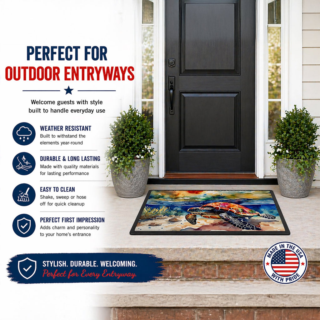 Loggerhead Sea Turtle Doormat Indoor Outdoor 18H X 27W Front Door Mat Rugs for Entryway, Non Slip Washable