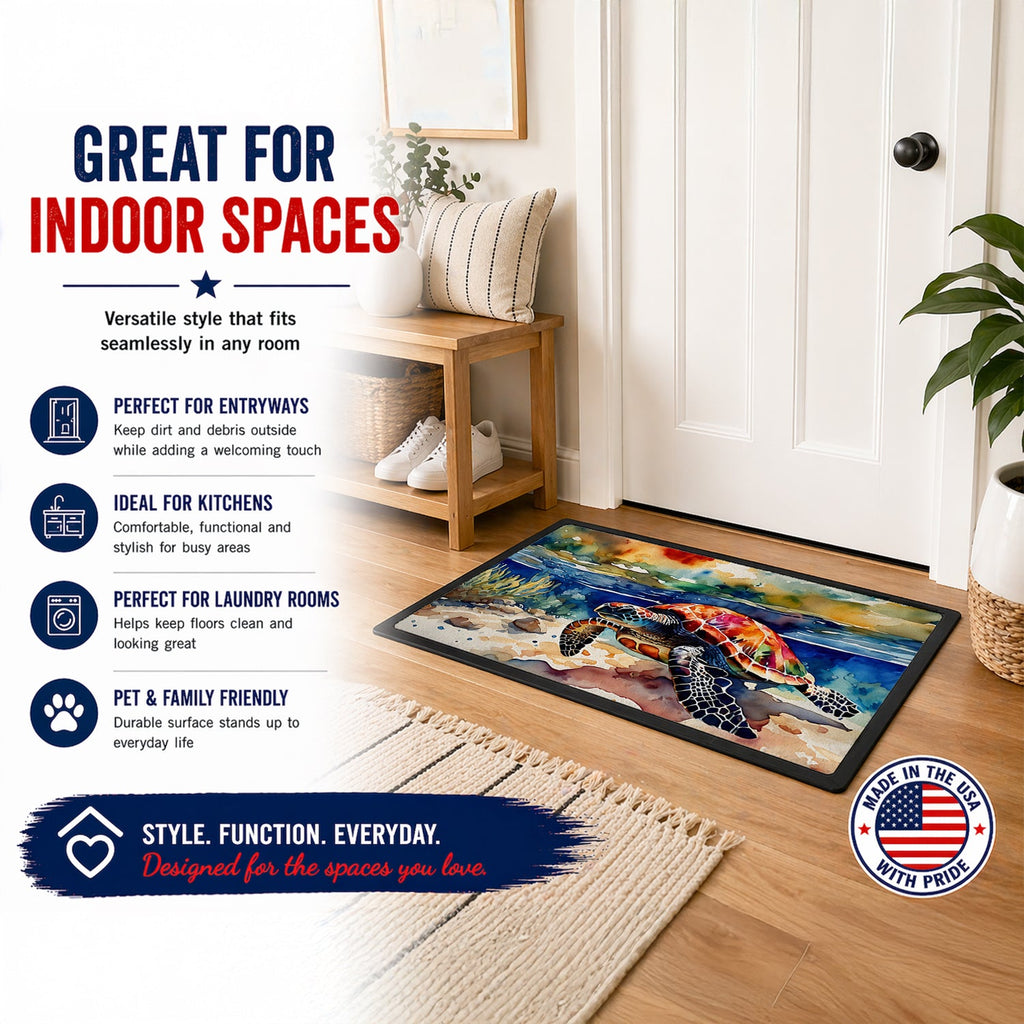 Loggerhead Sea Turtle Doormat Indoor Outdoor 18H X 27W Front Door Mat Rugs for Entryway, Non Slip Washable