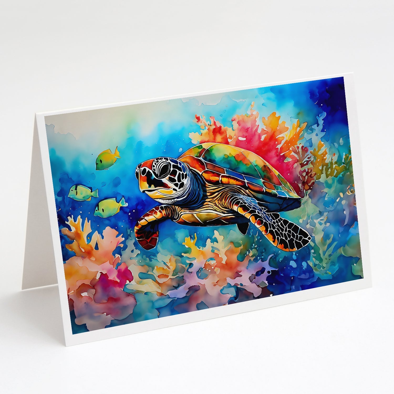 Loggerhead Sea Turtle Greeting Cards Pack of 8 Blank Cards with Envelopes Whimsical A7 Size 5x7