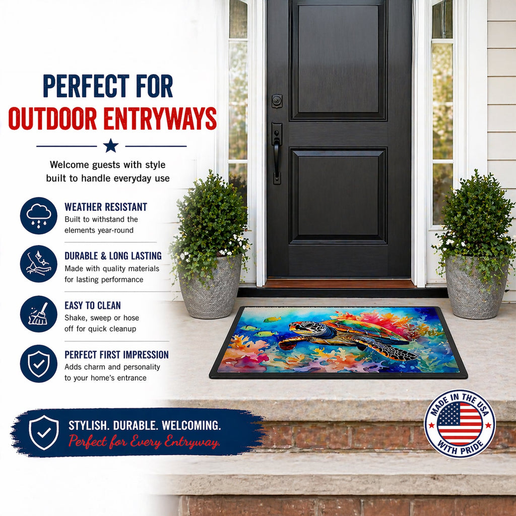 Loggerhead Sea Turtle Doormat Indoor Outdoor 18H X 27W Front Door Mat Rugs for Entryway, Non Slip Washable