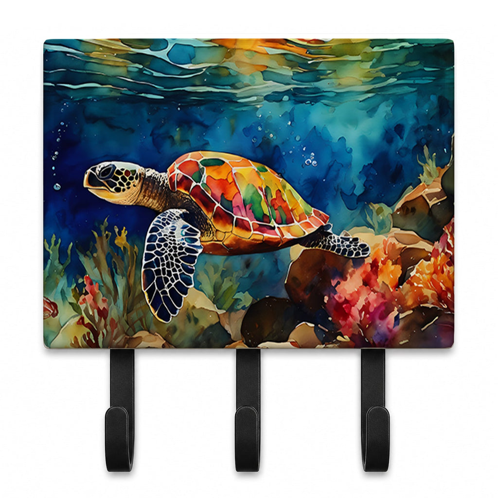 Loggerhead Sea Turtle Leash or Key Holder Wall Hooks, Coat Rack Wall Mount, for Hanging Keys, Towels, Aprons, Leashes