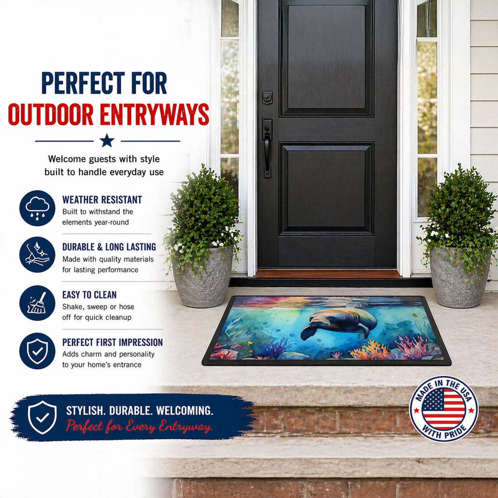 Manatee Doormat Indoor Outdoor 24H X 36W Front Door Mat Rugs for Entryway, Non Slip Washable Low Pile,