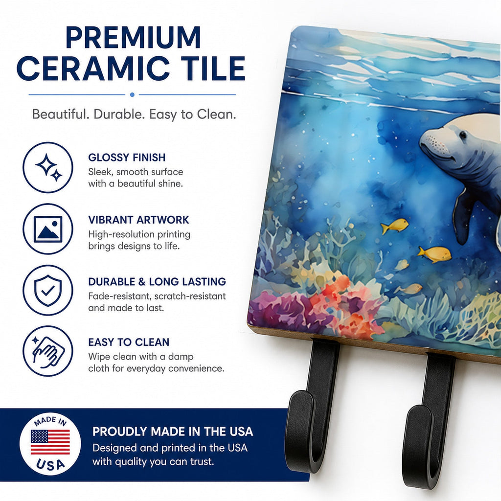 Manatee Leash or Key Holder Wall Hooks, Coat Rack Wall Mount, for Hanging Keys, Towels, Aprons, Leashes