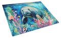 Manatee Cutting Board Tempered Glass Kitchen Cutting Surface, Heat Resistant Chopping, Non-Slip Feet, Food Prep & Serving