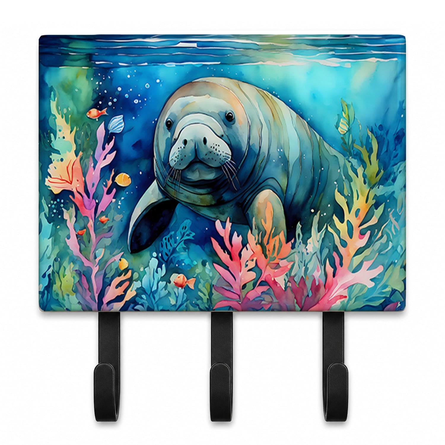 Manatee Leash or Key Holder Wall Hooks, Coat Rack Wall Mount, for Hanging Keys, Towels, Aprons, Leashes