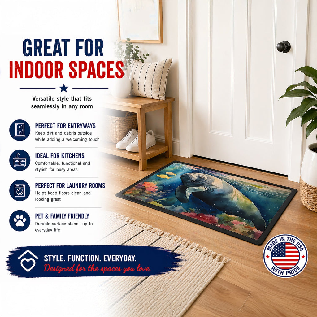 Manatee Doormat Indoor Outdoor 24H X 36W Front Door Mat Rugs for Entryway, Non Slip Washable Low Pile,