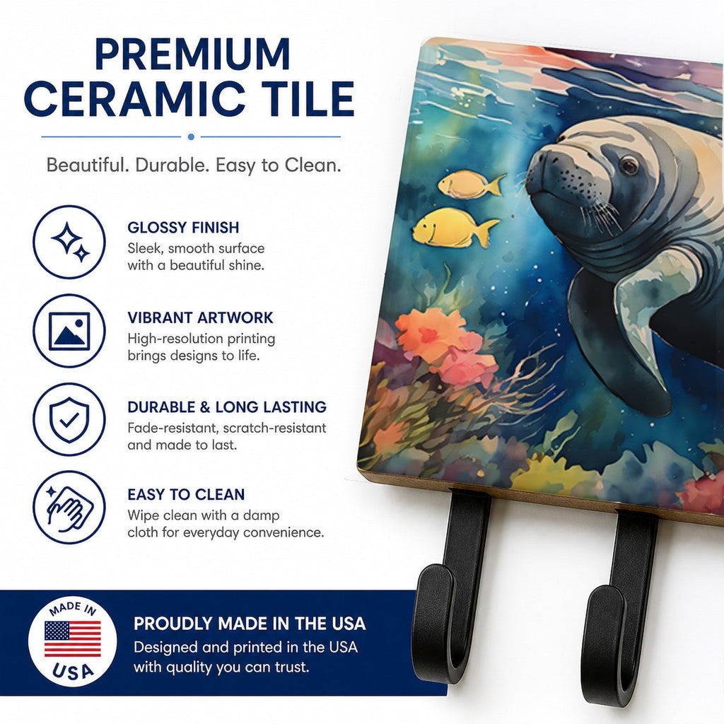 Manatee Leash or Key Holder Wall Hooks, Coat Rack Wall Mount, for Hanging Keys, Towels, Aprons, Leashes