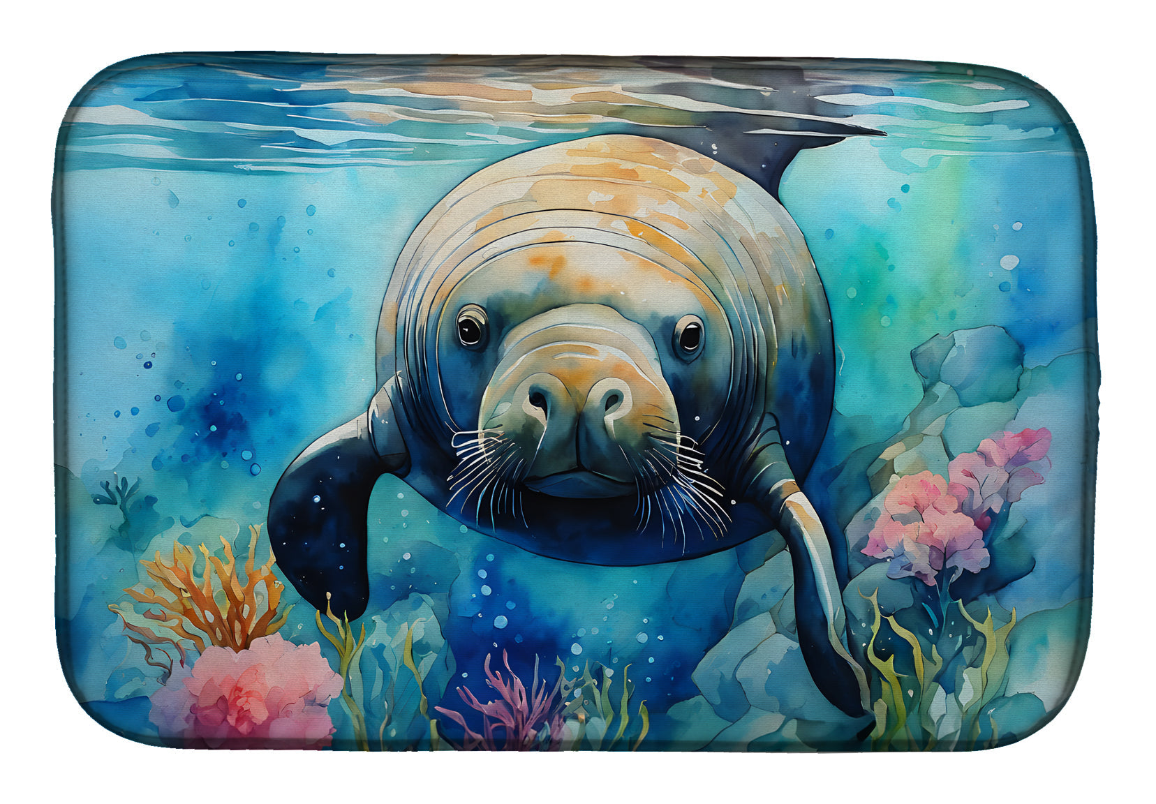 Manatee Dish Drying Mat Absorbent Dish Drying Mat Pad for Kitchen Counter Dish Drainer Mat for Countertop, 14 x 21", Multicolor