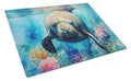 Manatee Cutting Board Tempered Glass Kitchen Cutting Surface, Heat Resistant Chopping, Non-Slip Feet, Food Prep & Serving