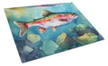 Rainbow Trout Cutting Board Tempered Glass Kitchen Cutting Surface, Heat Resistant Chopping, Non-Slip Feet, Food Prep & Serving