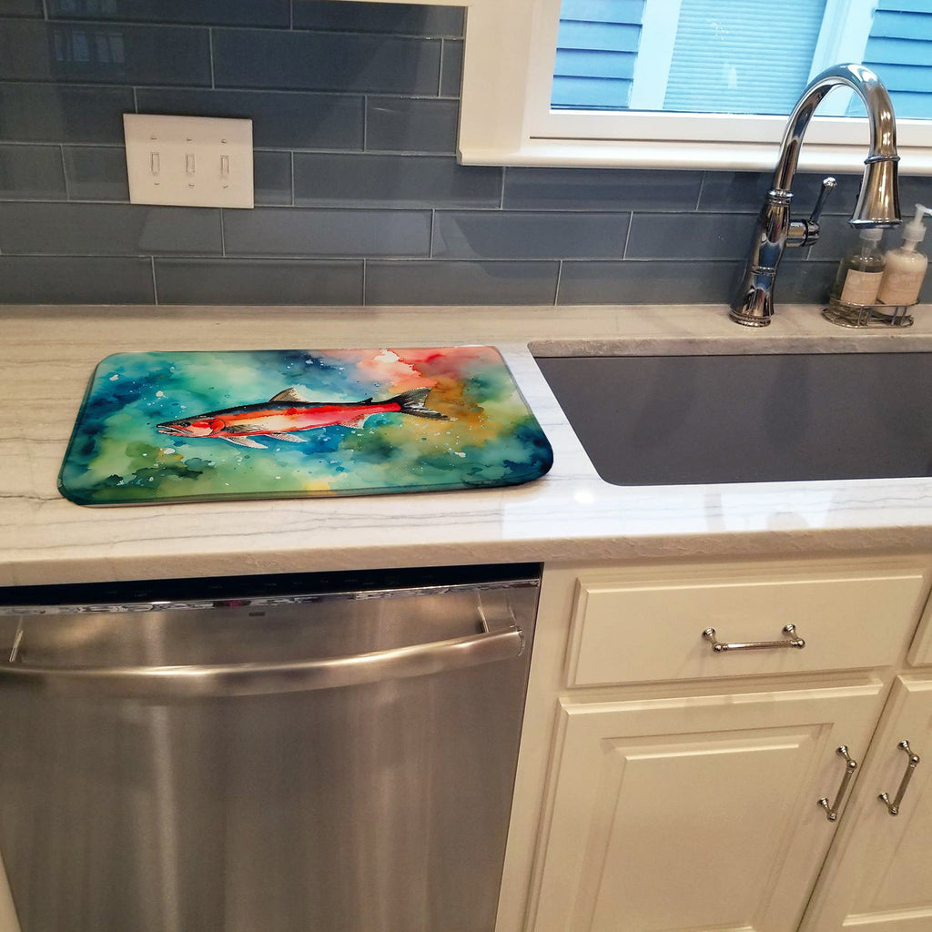 Salmon Dish Drying Mat Absorbent Dish Drying Mat Pad for Kitchen Counter Dish Drainer Mat for Countertop, 14 x 21", Multicolor