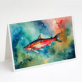Salmon Greeting Cards Pack of 8 Blank Cards with Envelopes Whimsical A7 Size 5x7