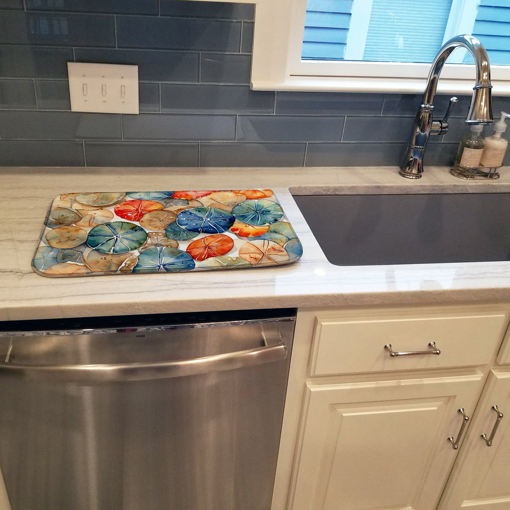 Sand Dollars Dish Drying Mat Absorbent Dish Drying Mat Pad for Kitchen Counter Dish Drainer Mat for Countertop, 14 x 21", Multicolor