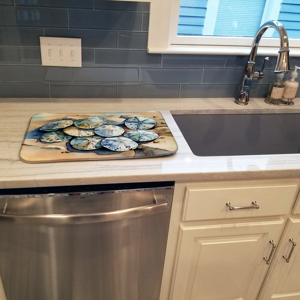 Sand Dollars Dish Drying Mat Absorbent Dish Drying Mat Pad for Kitchen Counter Dish Drainer Mat for Countertop, 14 x 21", Multicolor