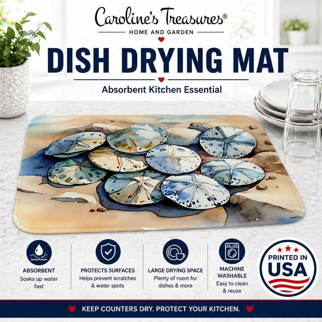 Sand Dollars Dish Drying Mat Absorbent Dish Drying Mat Pad for Kitchen Counter Dish Drainer Mat for Countertop, 14 x 21", Multicolor