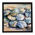 Sand Dollars Framed Metal Print Bathroom, Kitchen, Office, Home Decor Wall Art Ready to Hang, Square, 8X8