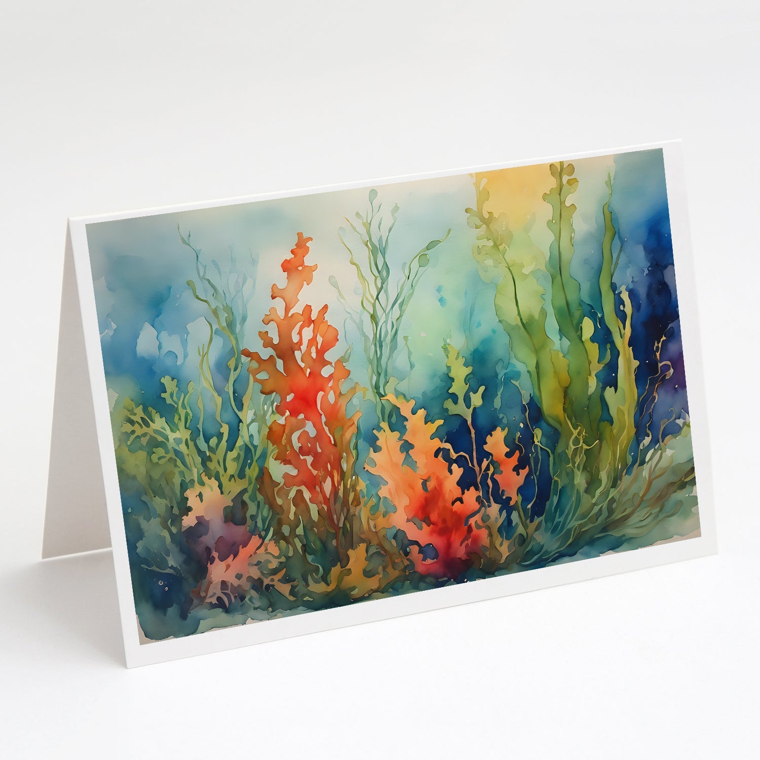 Seaweed Greeting Cards Pack of 8 Blank Cards with Envelopes Whimsical A7 Size 5x7