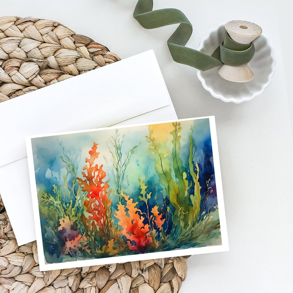 Seaweed Greeting Cards Pack of 8 Blank Cards with Envelopes Whimsical A7 Size 5x7