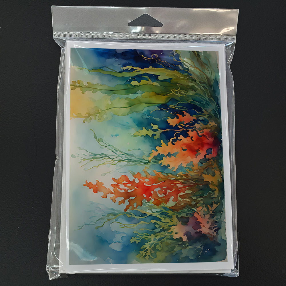Seaweed Greeting Cards Pack of 8 Blank Cards with Envelopes Whimsical A7 Size 5x7