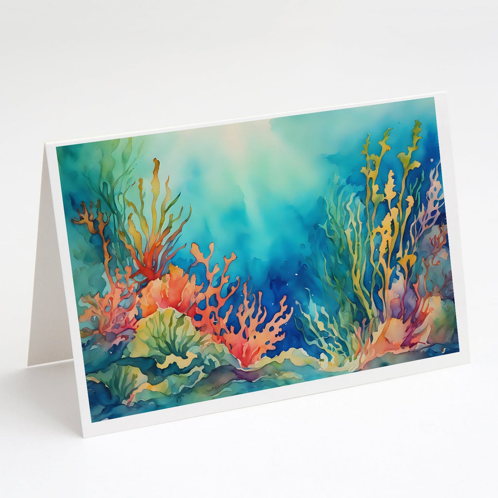 Seaweed Greeting Cards Pack of 8 Blank Cards with Envelopes Whimsical A7 Size 5x7