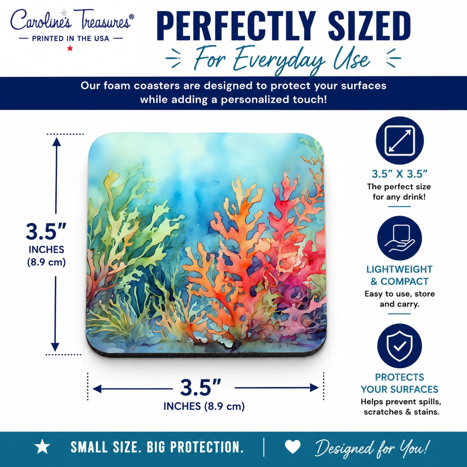 Seaweed Foam Coasters Set of 4 Cup Coasters for Indoor Outdoor, Tabletop Protection, Anti Slip, Mouse pad Material