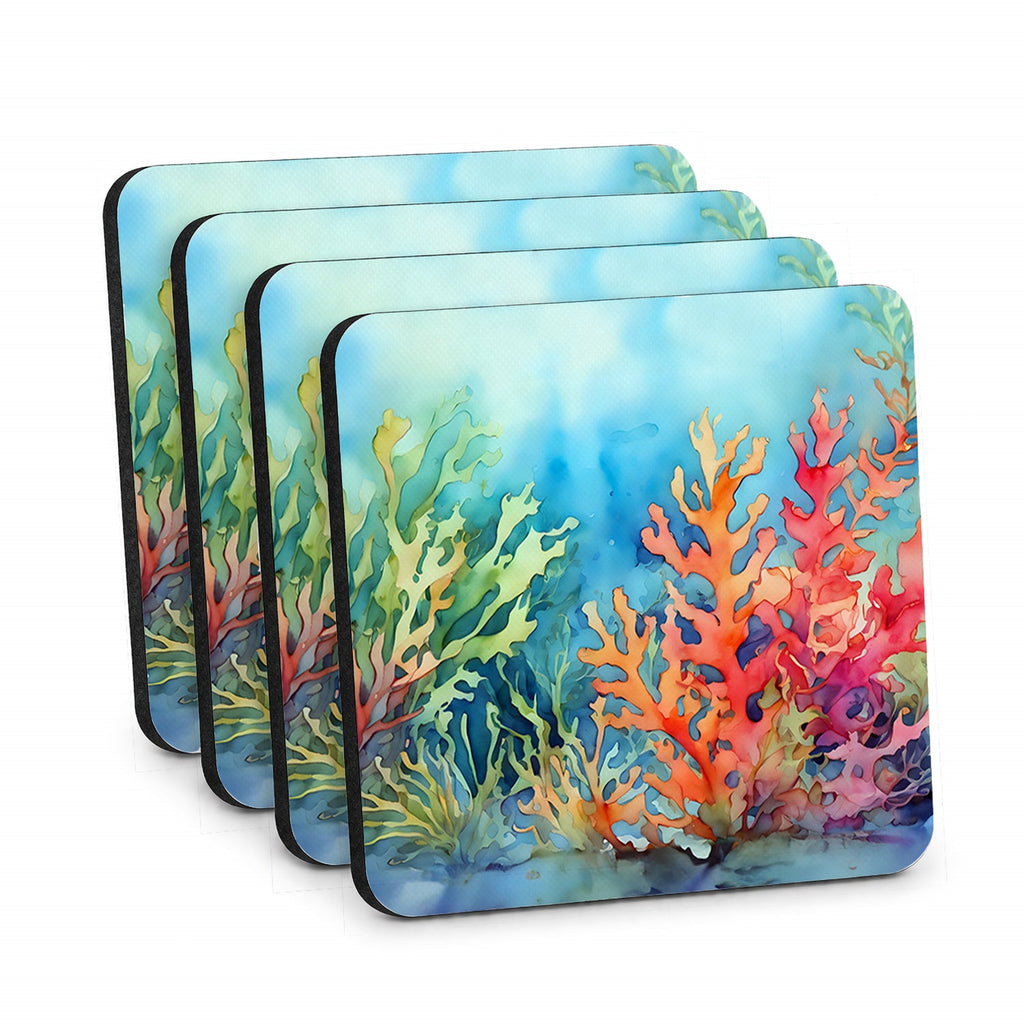 Seaweed Foam Coasters Set of 4 Cup Coasters for Indoor Outdoor, Tabletop Protection, Anti Slip, Mouse pad Material