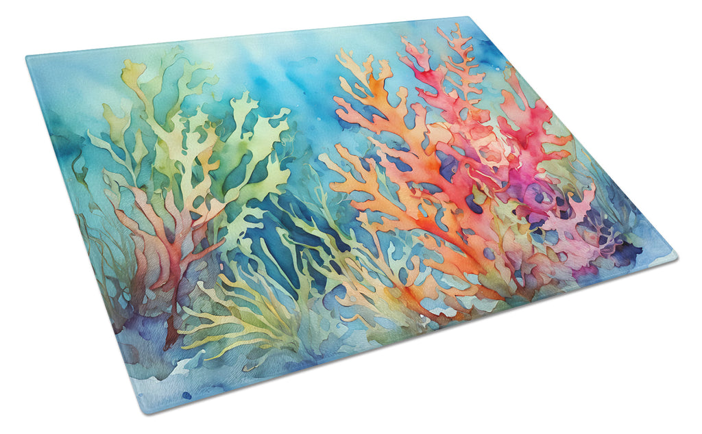 Seaweed Cutting Board Tempered Glass Kitchen Cutting Surface, Heat Resistant Chopping, Non-Slip Feet, Food Prep & Serving