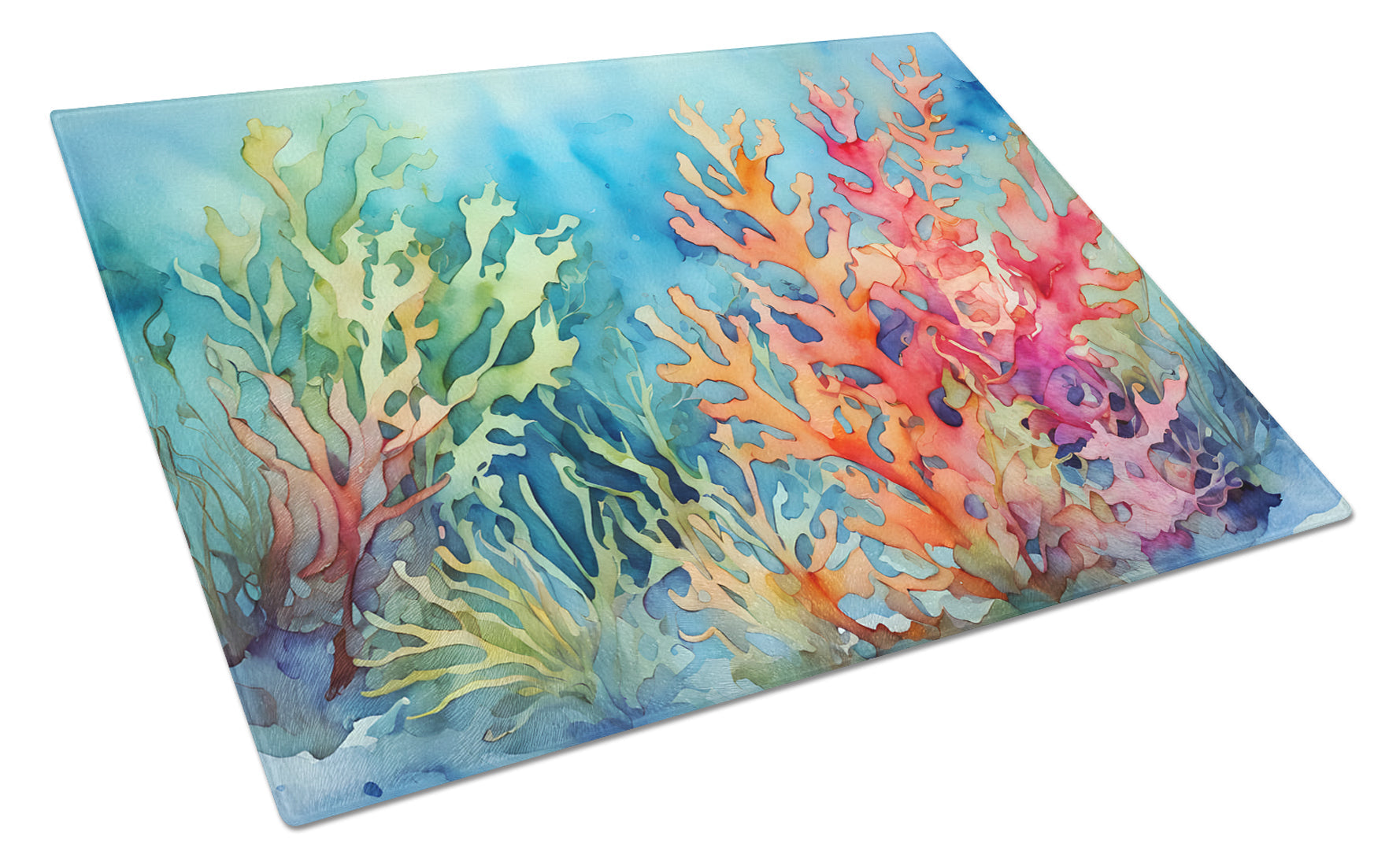 Seaweed Cutting Board Tempered Glass Kitchen Cutting Surface, Heat Resistant Chopping, Non-Slip Feet, Food Prep & Serving