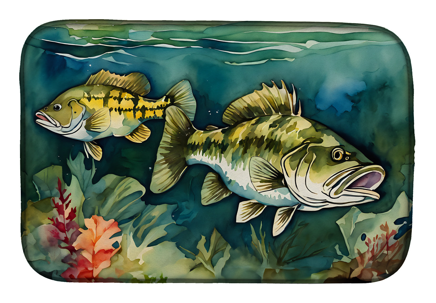 Smallmouth Bass Dish Drying Mat Absorbent Dish Drying Mat Pad for Kitchen Counter Dish Drainer Mat for Countertop, 14 x 21", Multicolor