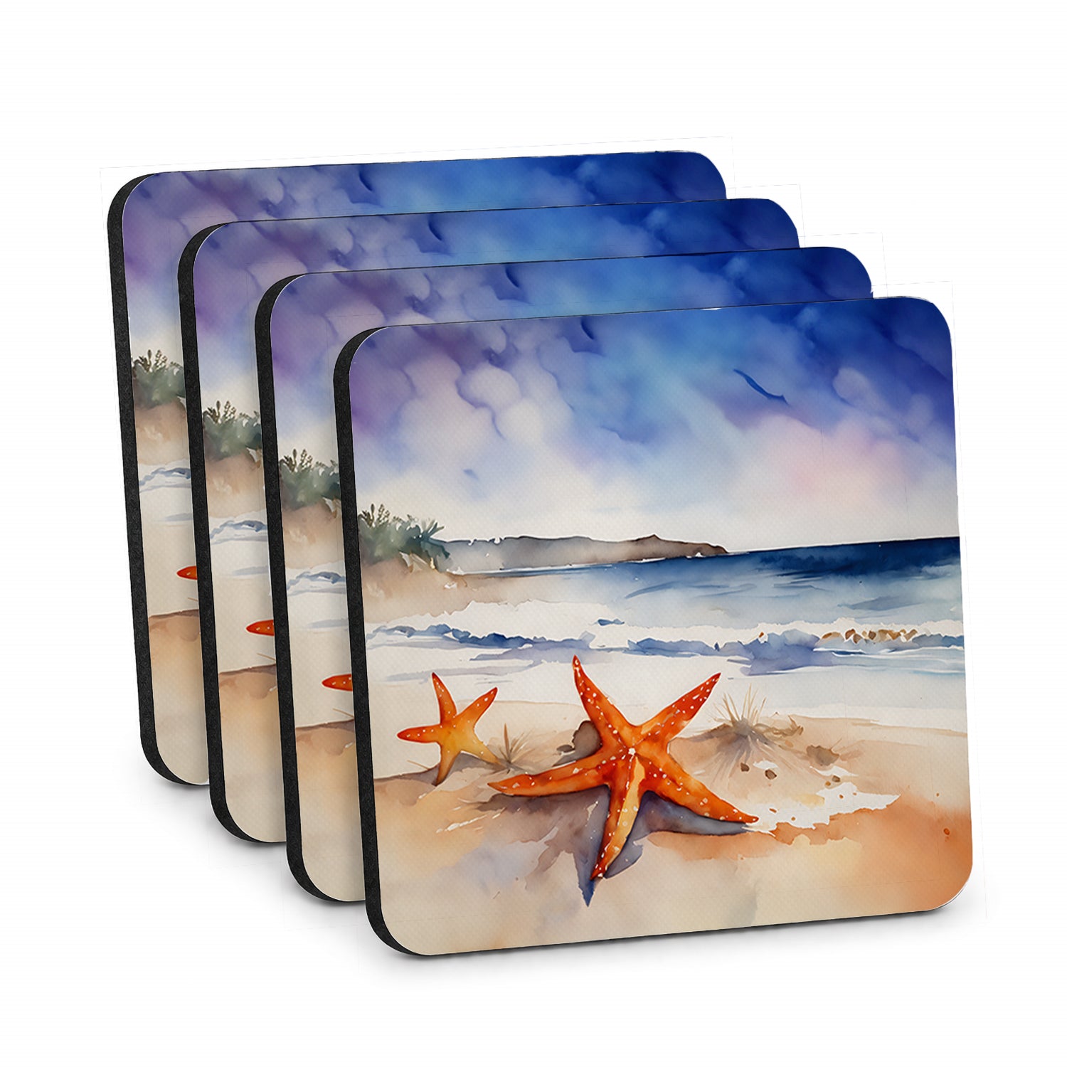 Starfish Foam Coasters Set of 4 Cup Coasters for Indoor Outdoor, Tabletop Protection, Anti Slip, Mouse pad Material