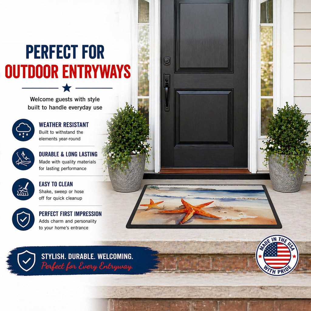 Starfish Doormat Indoor Outdoor 18H X 27W Front Door Mat Rugs for Entryway, Non Slip Washable
