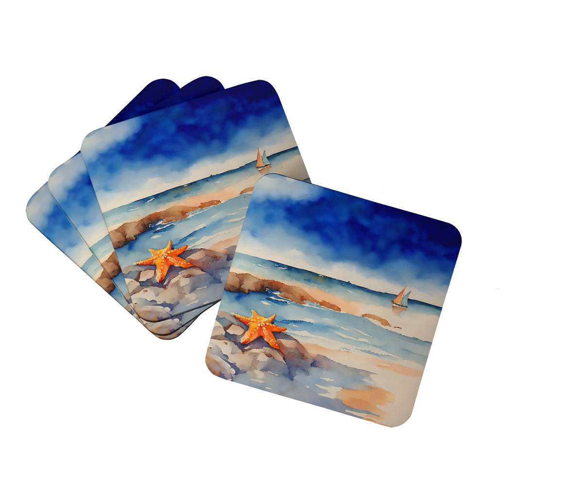 Starfish Foam Coasters Set of 4 Cup Coasters for Indoor Outdoor, Tabletop Protection, Anti Slip, Mouse pad Material