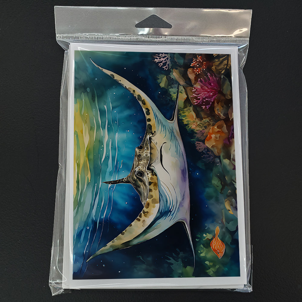 Sting Ray Greeting Cards Pack of 8 Blank Cards with Envelopes Whimsical A7 Size 5x7