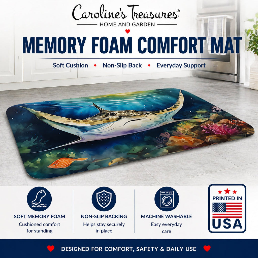 Sting Ray Memory Foam Kitchen Mat Machine Washable Anti-Fatigue Cushion Comfort Bath or Kitchen Rug