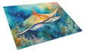 Sting Ray Cutting Board Tempered Glass Kitchen Cutting Surface, Heat Resistant Chopping, Non-Slip Feet, Food Prep & Serving
