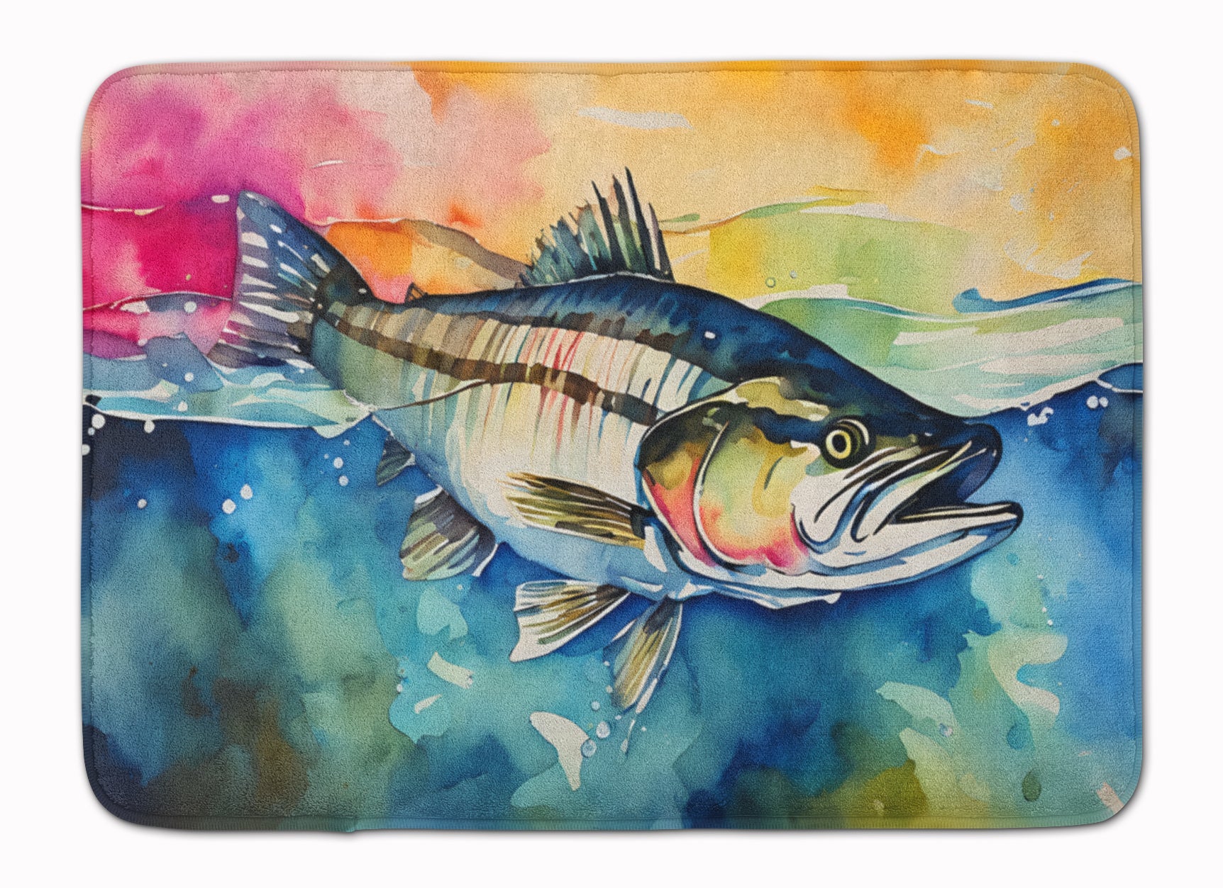 Striped Bass Memory Foam Kitchen Mat Machine Washable Anti-Fatigue Cushion Comfort Bath or Kitchen Rug