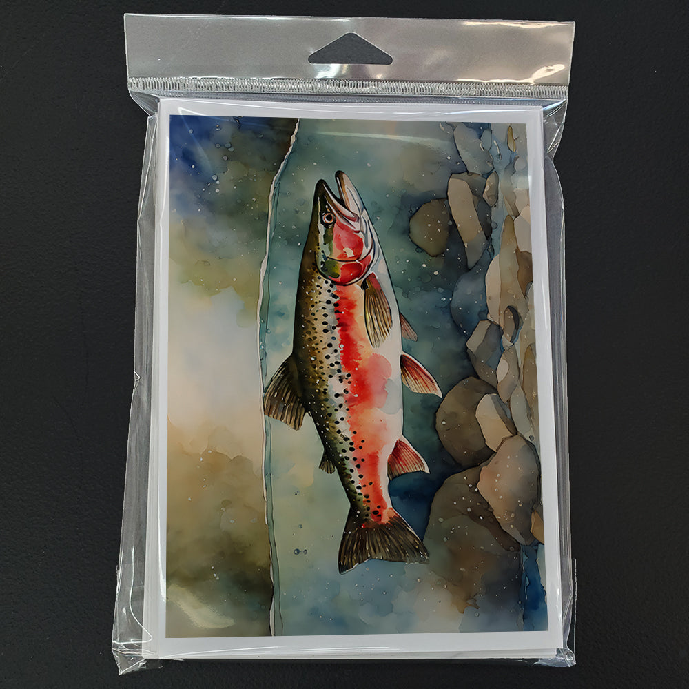 Trout Greeting Cards Pack of 8 Blank Cards with Envelopes Whimsical A7 Size 5x7