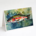Trout Greeting Cards Pack of 8 Blank Cards with Envelopes Whimsical A7 Size 5x7