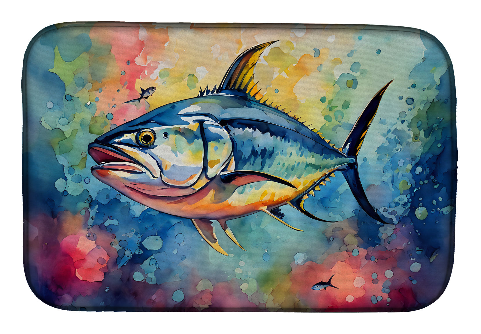 Yellowfin Tuna Dish Drying Mat Absorbent Dish Drying Mat Pad for Kitchen Counter Dish Drainer Mat for Countertop, 14 x 21", Multicolor