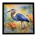 Blue Heron Framed Metal Print Bathroom, Kitchen, Office, Home Decor Wall Art Ready to Hang, Square, 8X8