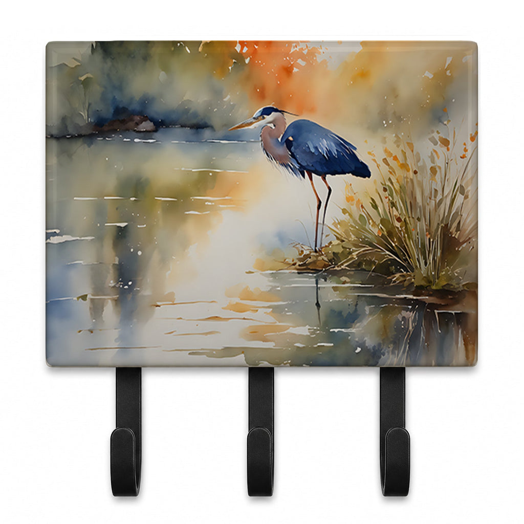 Blue Heron Leash or Key Holder Wall Hooks, Coat Rack Wall Mount, for Hanging Keys, Towels, Aprons, Leashes