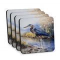 Blue Heron Foam Coasters Set of 4 Cup Coasters for Indoor Outdoor, Tabletop Protection, Anti Slip, Mouse pad Material